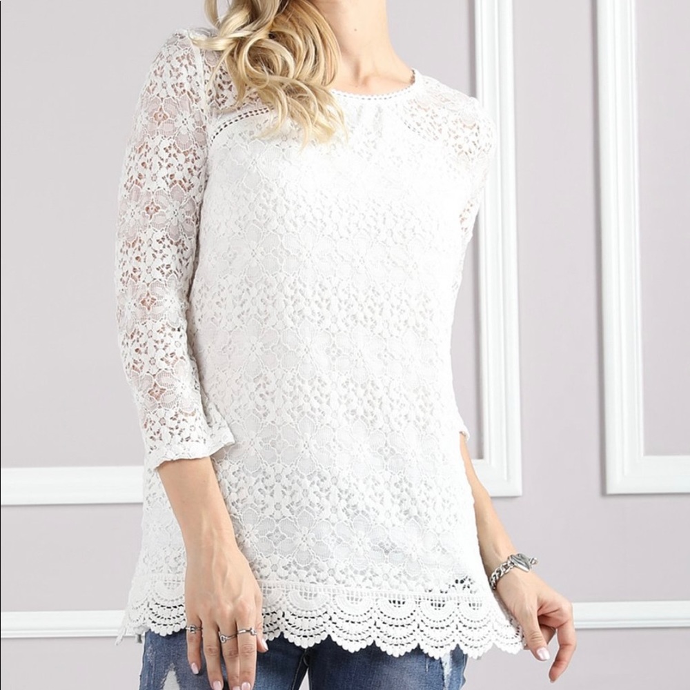Off-White Crochet Overlay Top